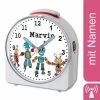 CreaDesign Kinder Funkwecker Weiß Personalisiert Mit Namen Roboter 12-Stunden-Anzeigeformat, Geräuschlos/Ohne Ticken, Nachtlicht -Audio Rabatte 28902032 01