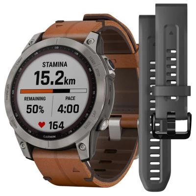 Garmin Fenix 7 Saphir Solar Titan Smartwatch Grau Mit Lederband Smartwatches 7 Garmin Fenix 7 Saphir Solar Titan Smartwatch Grau Mit Lederband Smartwatches - Image 5