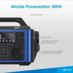 Xlayer Powerstation 300W (Peak 600W) 296Wh Mit Solar Panel 80W Faltbar -Audio Rabatte 30057749 06