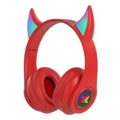 Syntek Teufel Ohr Bluetooth Kopfhörer Mit Mikrofon Stereo Musik RGB Blinkende Kabelloses Headset 5.0 Faltbarer Bluetooth-Kopfhörer