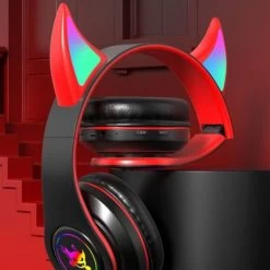 Syntek Teufel Ohr Bluetooth Kopfhörer Mit Mikrofon Stereo Musik RGB Blinkende Kabelloses Headset 5.0 Faltbarer Bluetooth-Kopfhörer -Audio Rabatte 30436713 03