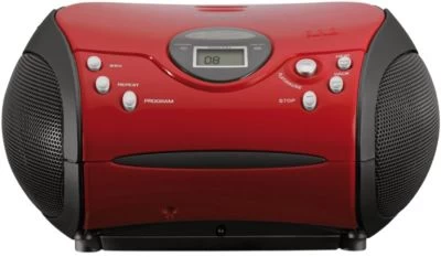 Lenco SCD-24 Rot/schwarz - Boombox CD-Player Mit Radio Und Kopfhöreranschluss 3 Lenco SCD-24 Rot/schwarz - Boombox CD-Player Mit Radio Und Kopfhöreranschluss