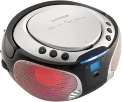 Lenco SCD-550SI - CD-/MP3-Player Mit FM-Radio, Bluetooth,USB-Anschluss Und Party-Lights, Silber -Audio Rabatte 8656225 05