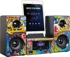 Lenco MC-020 Tags Grafitti Design - Micro-Hifi-Anlage Mit Radio, Bluetooth Und USB-Anschluß -Audio Rabatte 8656247 03